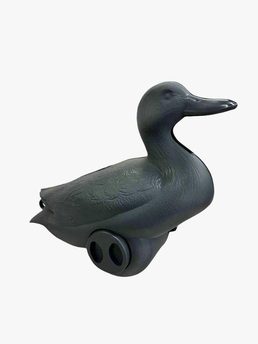 Forward Facing front right quarter panel of the Jahpoo Flyway Deputy Matte Black Motion Duck Decoy